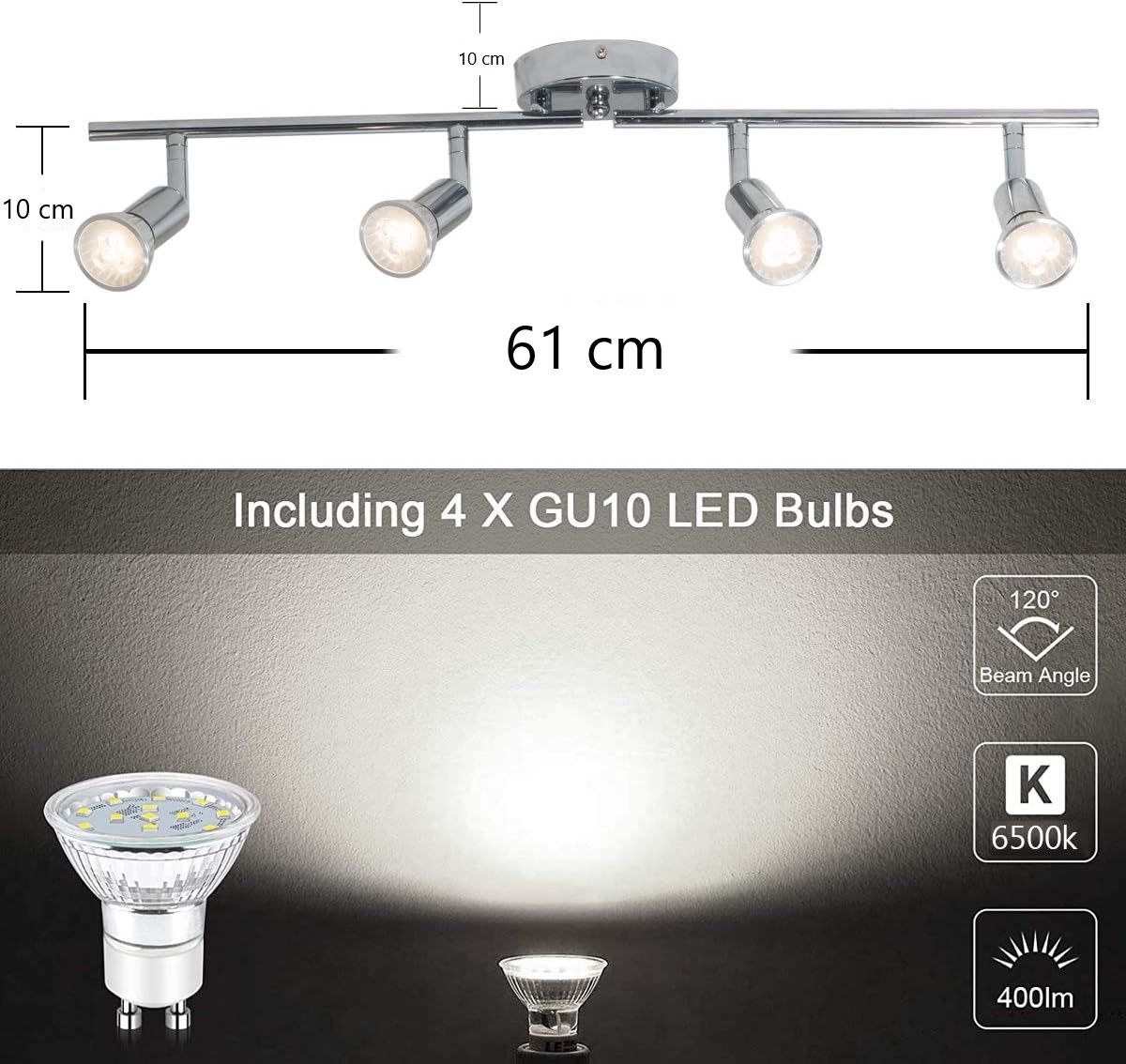 Modern 4 Light Track Lighting Kit LED (Chrome) Tristar Online