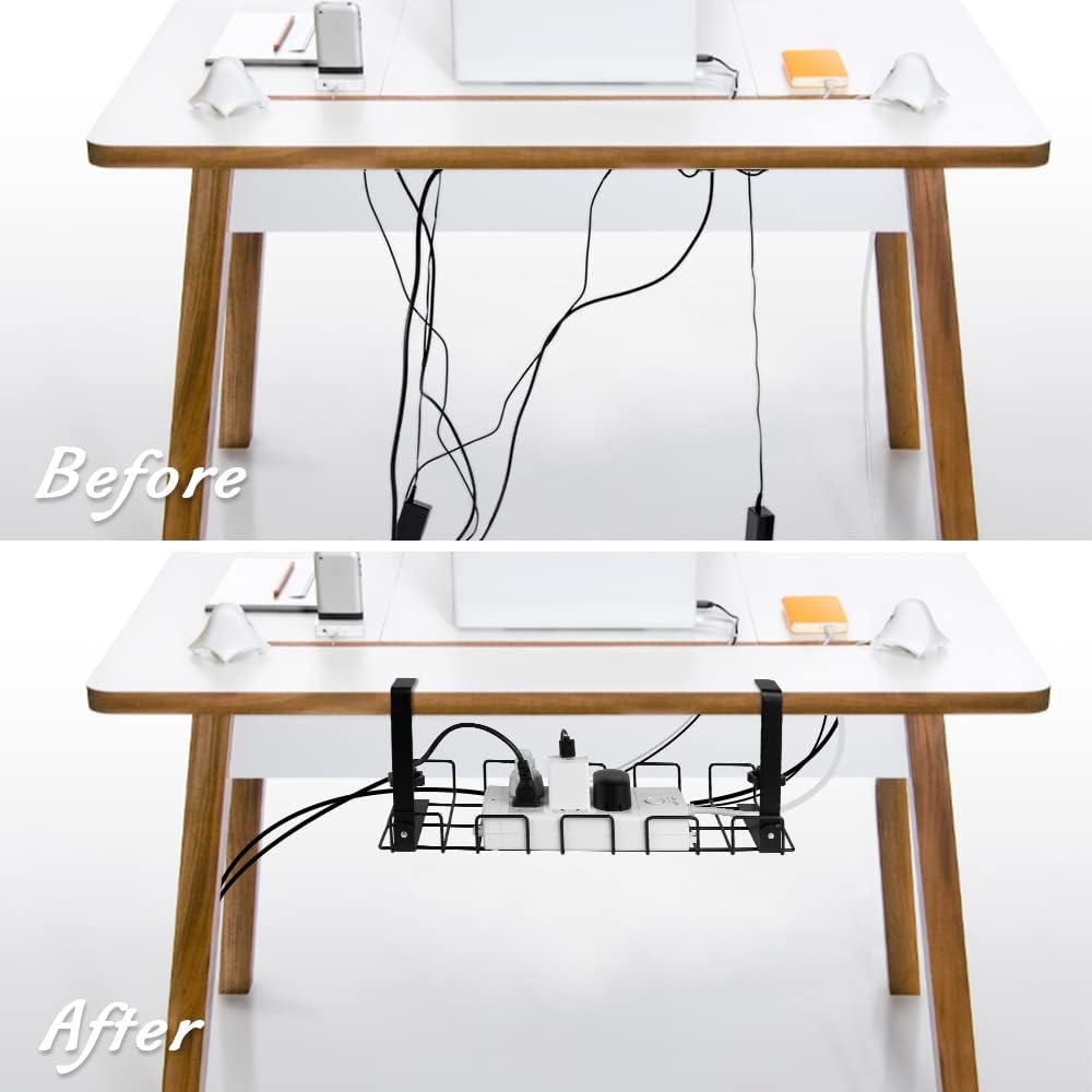 2 pack Under Desk Cable Management Tray, Black Tristar Online