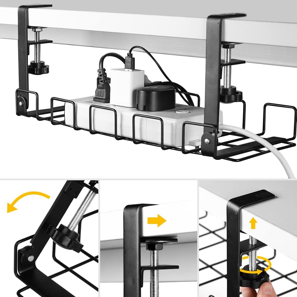2 pack Under Desk Cable Management Tray, Black Tristar Online