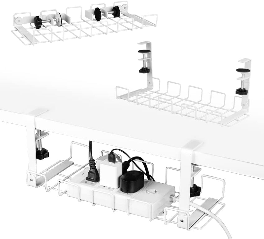 2 pack Under Desk Cable Management Tray, White Tristar Online