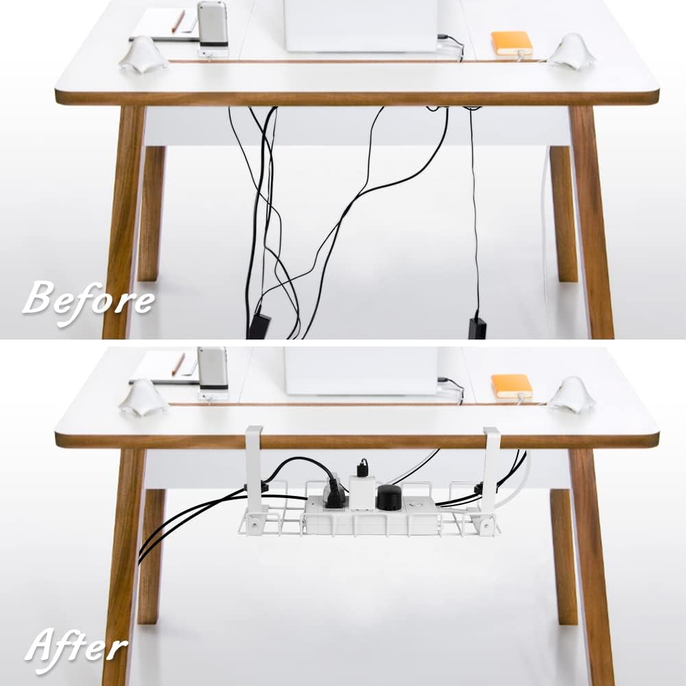 2 pack Under Desk Cable Management Tray, White Tristar Online
