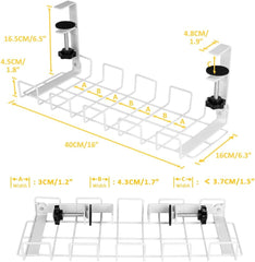 2 pack Under Desk Cable Management Tray, White Tristar Online