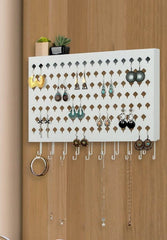 Wall Mount Earring Jewelry Hanger Organizer Holder with 109 Holes and 19 Hooks (White) Tristar Online