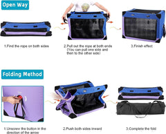 Portable Dog Crate Collapsible, Blue Purple Tristar Online