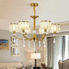 Gold Chandelier, 6 Lights, Wagon Wheel Clear Crystal Tristar Online