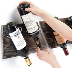 Rustic Wood and Metal Wine Rack Set for 4 Bottle Storage Holder for Home Bar Kitchen Living Room Tristar Online