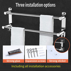 Stretchable 45-75 cm Towel Bar for Bathroom and Kitchen (Two Bars) Tristar Online