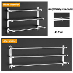 Stretchable 45-75 cm Towel Bar for Bathroom and Kitchen (Three Bars) Tristar Online