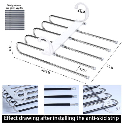 2 Pack Adjustable Multi-Layer 5 in 1 Pants Hanger for Wardrobe and Home Storage (White) Tristar Online
