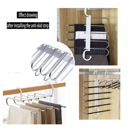 2 Pack Adjustable Multi-Layer 5 in 1 Pants Hanger for Wardrobe and Home Storage (White) Tristar Online