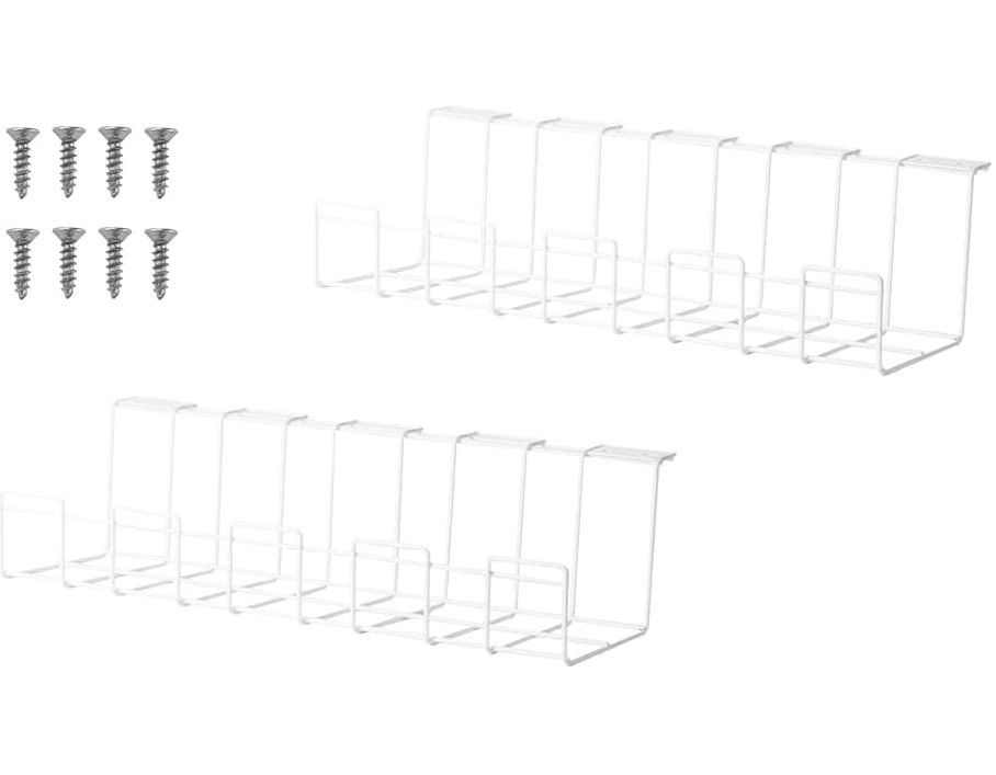 2 Pack Under Desk Cable Management Tray, White Tristar Online
