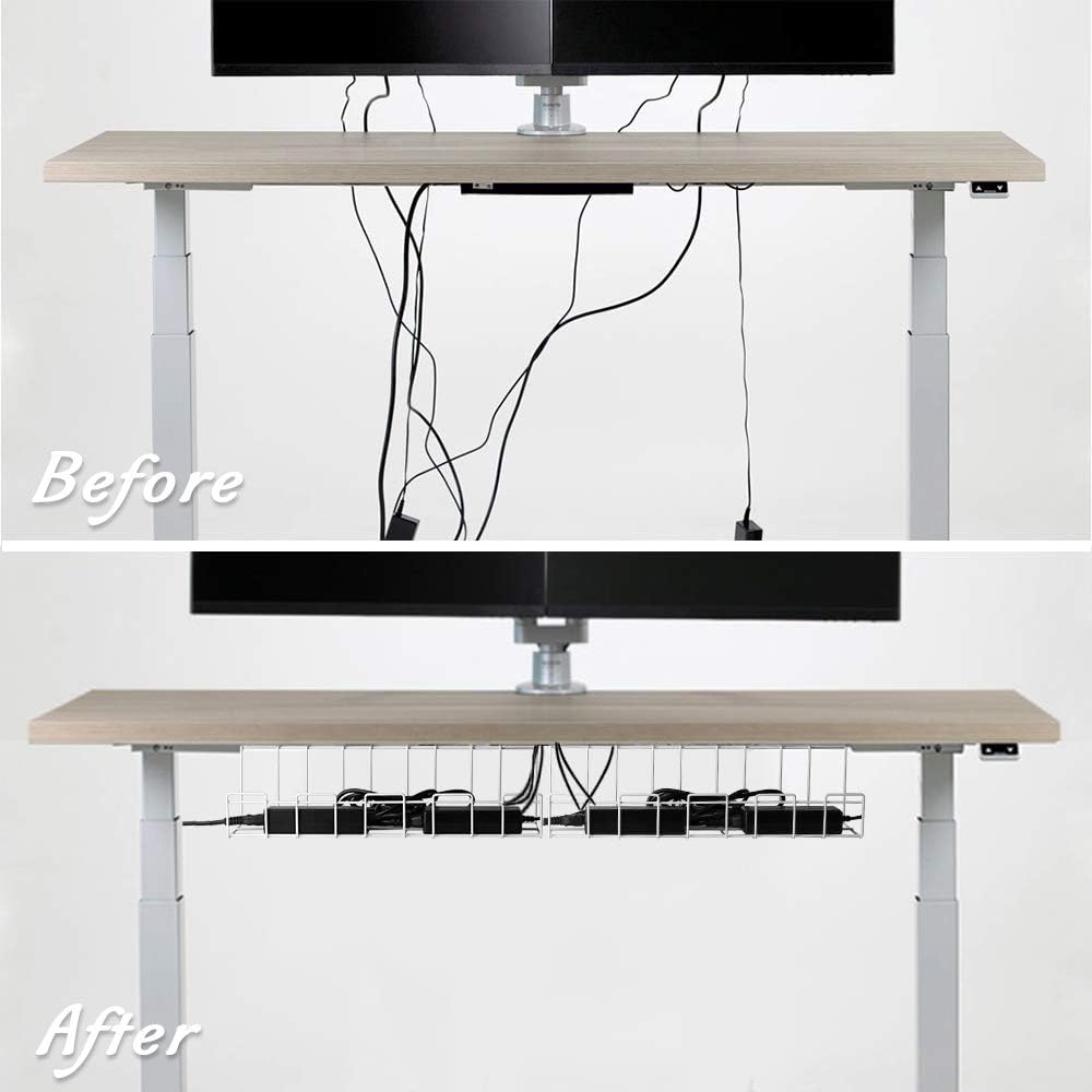 2 Pack Under Desk Cable Management Tray, White Tristar Online
