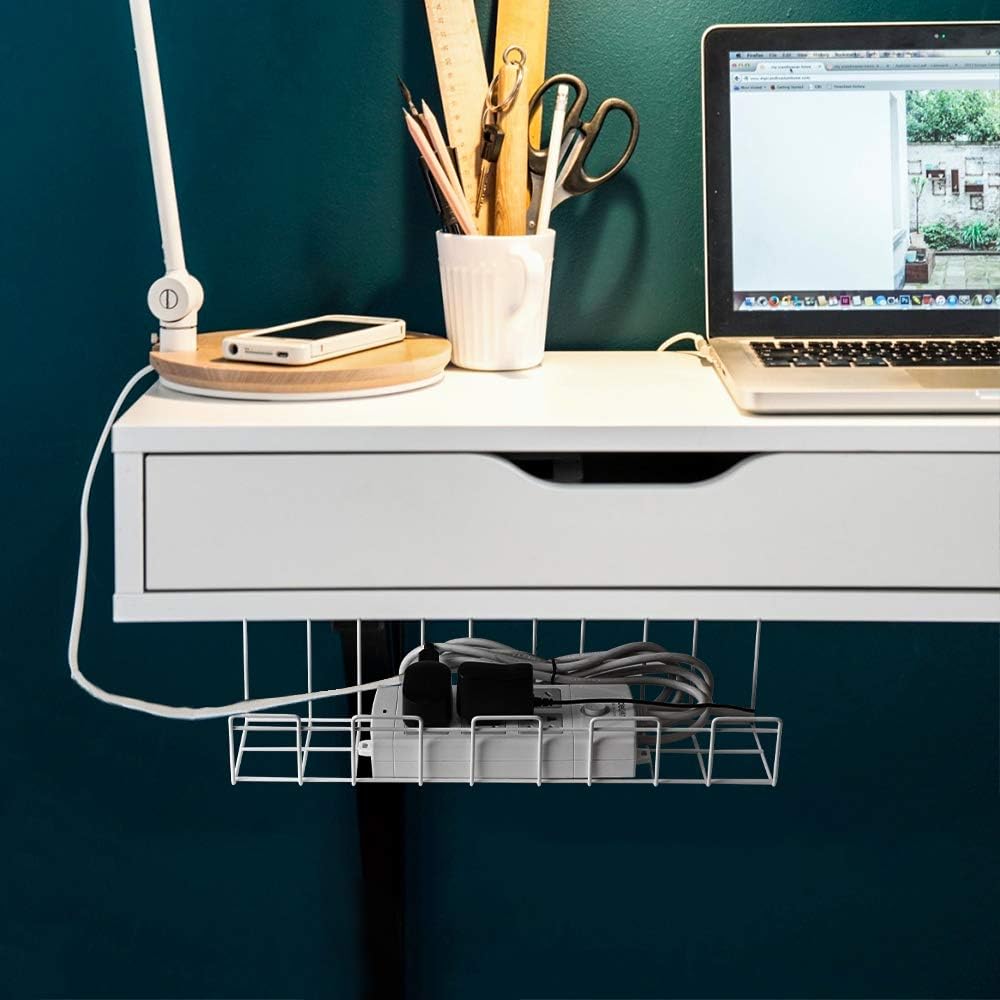 2 Pack Under Desk Cable Management Tray, White Tristar Online