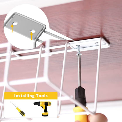 2 Pack Under Desk Cable Management Tray, White Tristar Online