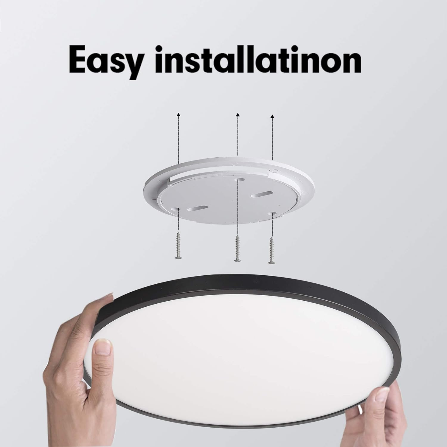Flush Mount LED Ceiling Light, Natural, Black 48W Tristar Online