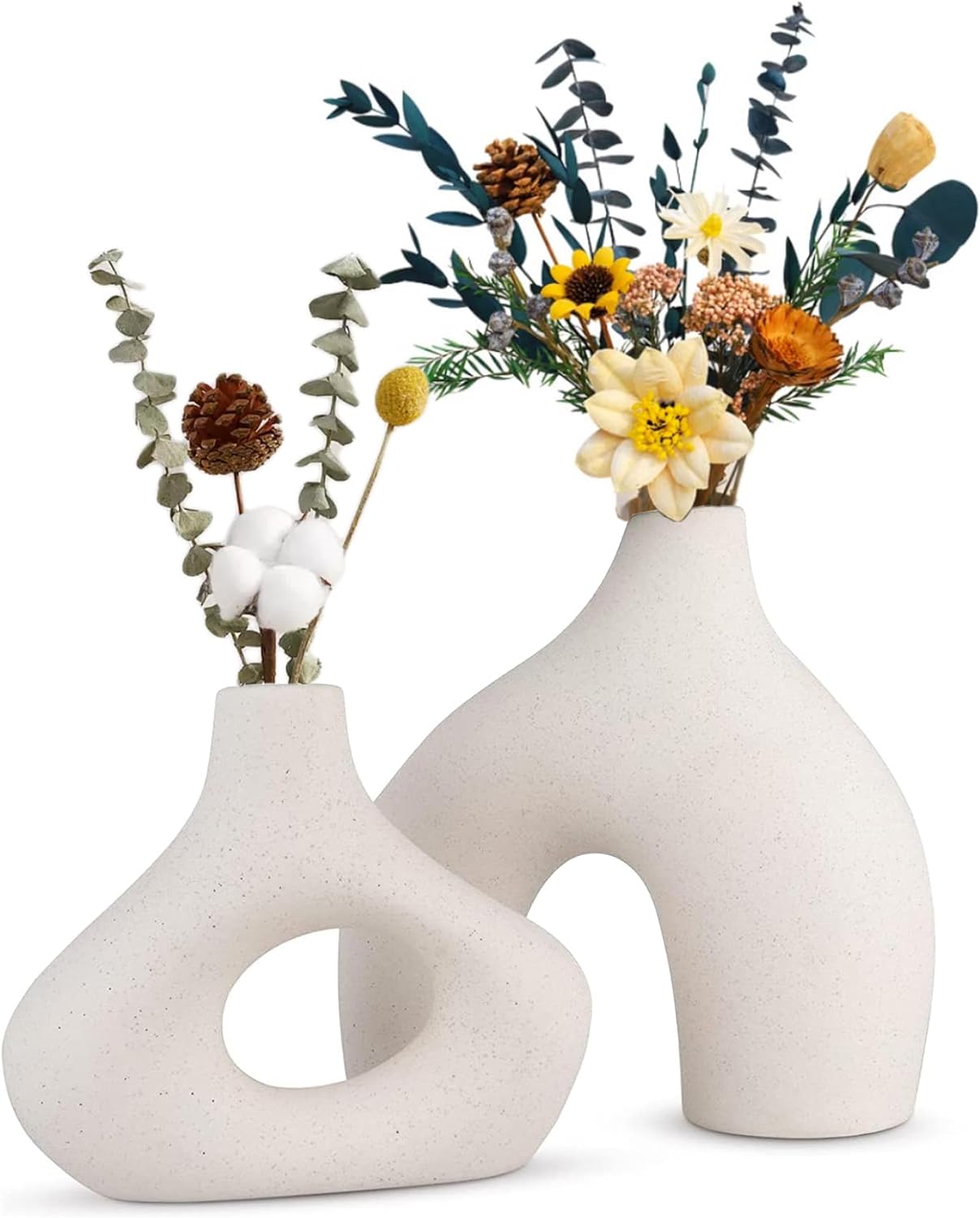 Ceramic Set of 2 Modern White Vases for Home D�cor Tristar Online