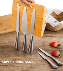 Natural Bamboo Magnetic Knife Block Holder with Strong Magnets for Home Kitchen Storage & Organisation Tristar Online