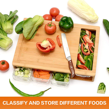 Large Bamboo Cutting Board and 4 Containers with Mobile Holder gift included for Home Kitchen Tristar Online