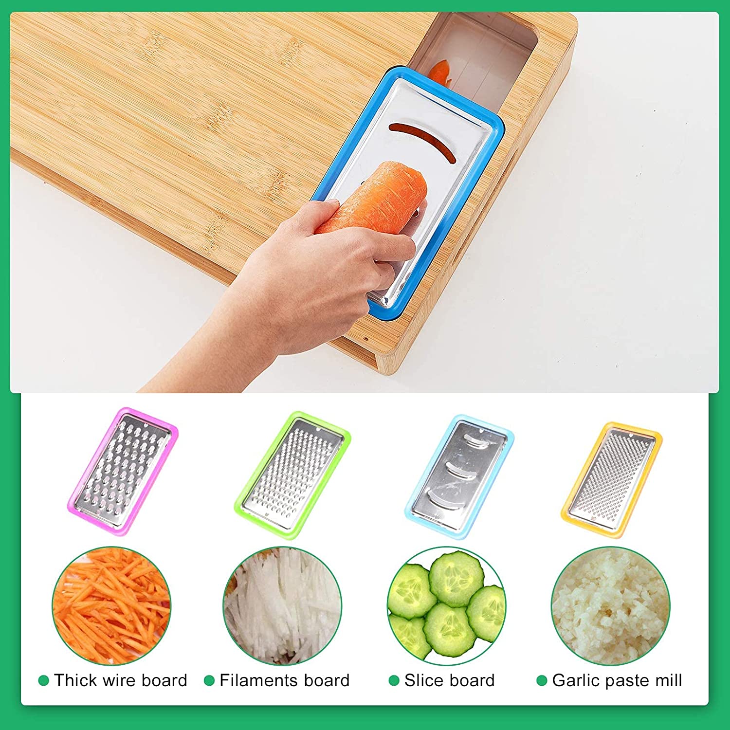 Large Bamboo Cutting Board and 4 Containers with Mobile Holder gift included for Home Kitchen Tristar Online