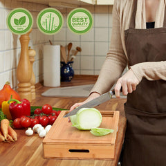 Large Bamboo Cutting Board and 4 Containers with Mobile Holder gift included for Home Kitchen Tristar Online