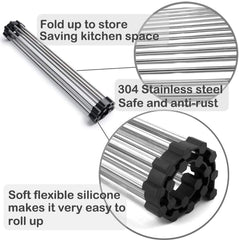 Large Stainless Steel Roll Up Dish Drying Rack with Utensil Holder for Home Kitchen Tristar Online