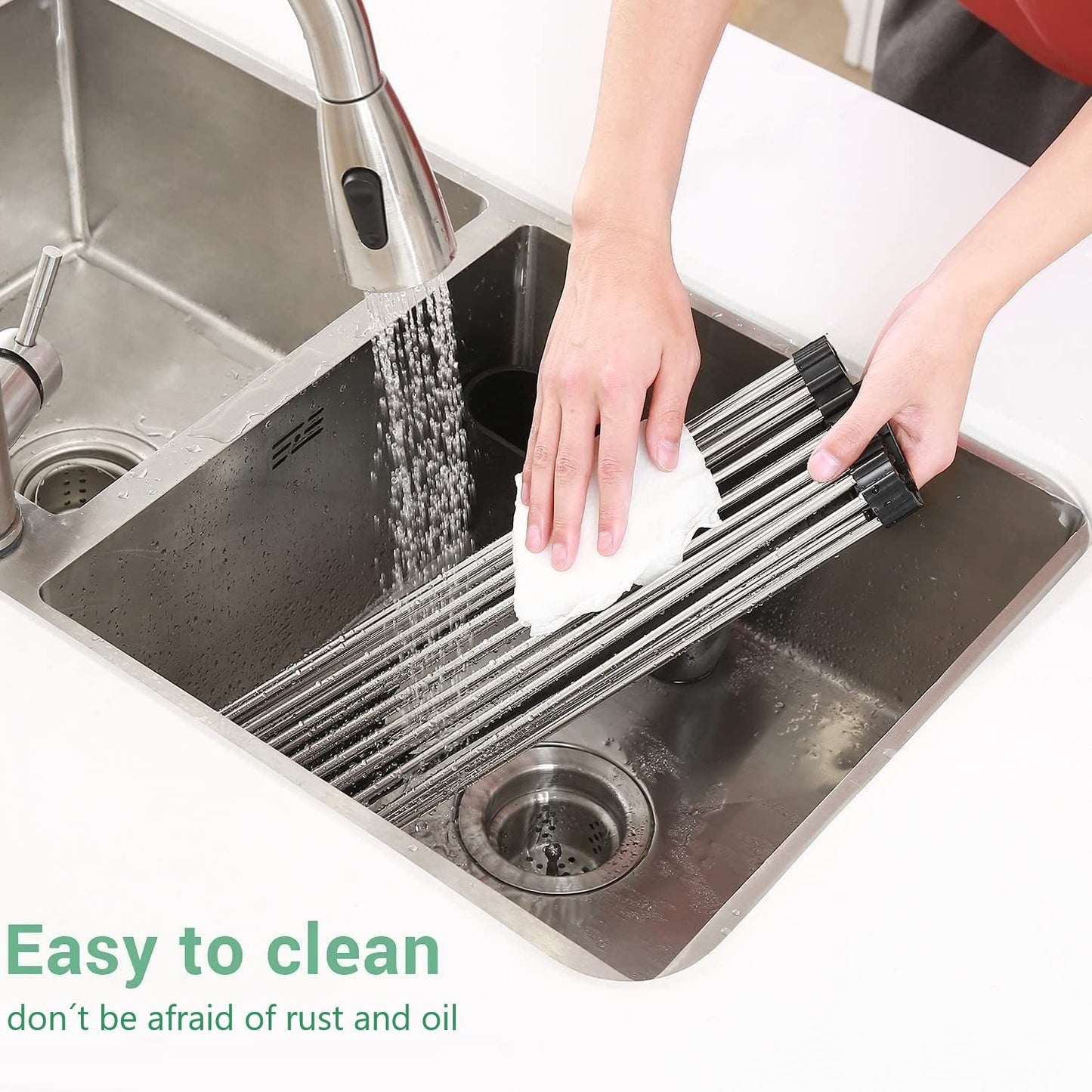 Large Stainless Steel Roll Up Dish Drying Rack with Utensil Holder for Home Kitchen Tristar Online