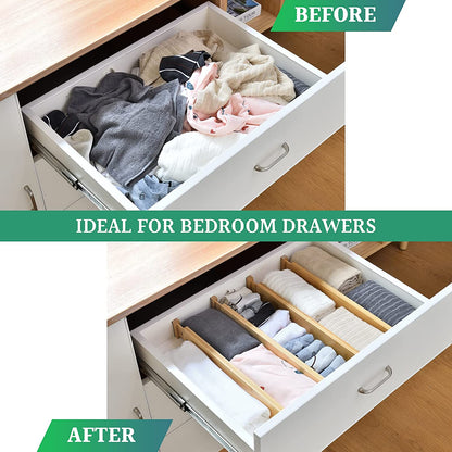4 Pack Bamboo Adjustable Kitchen Drawer Dividers (Large, 44-55 cm) Tristar Online