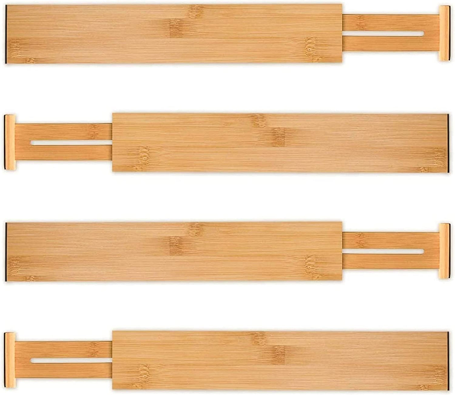4 Pack Bamboo Adjustable Kitchen Drawer Dividers (Large, 44-55 cm) Tristar Online