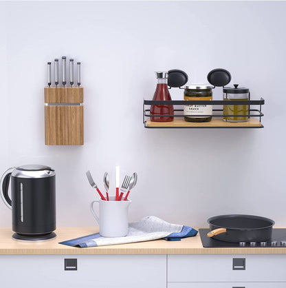 2 Pack Rectangular Bamboo Corner Shower Caddy Shelf Basket Rack with Premium Vacuum Suction Cup No-Drilling for Bathroom and Kitchen Tristar Online