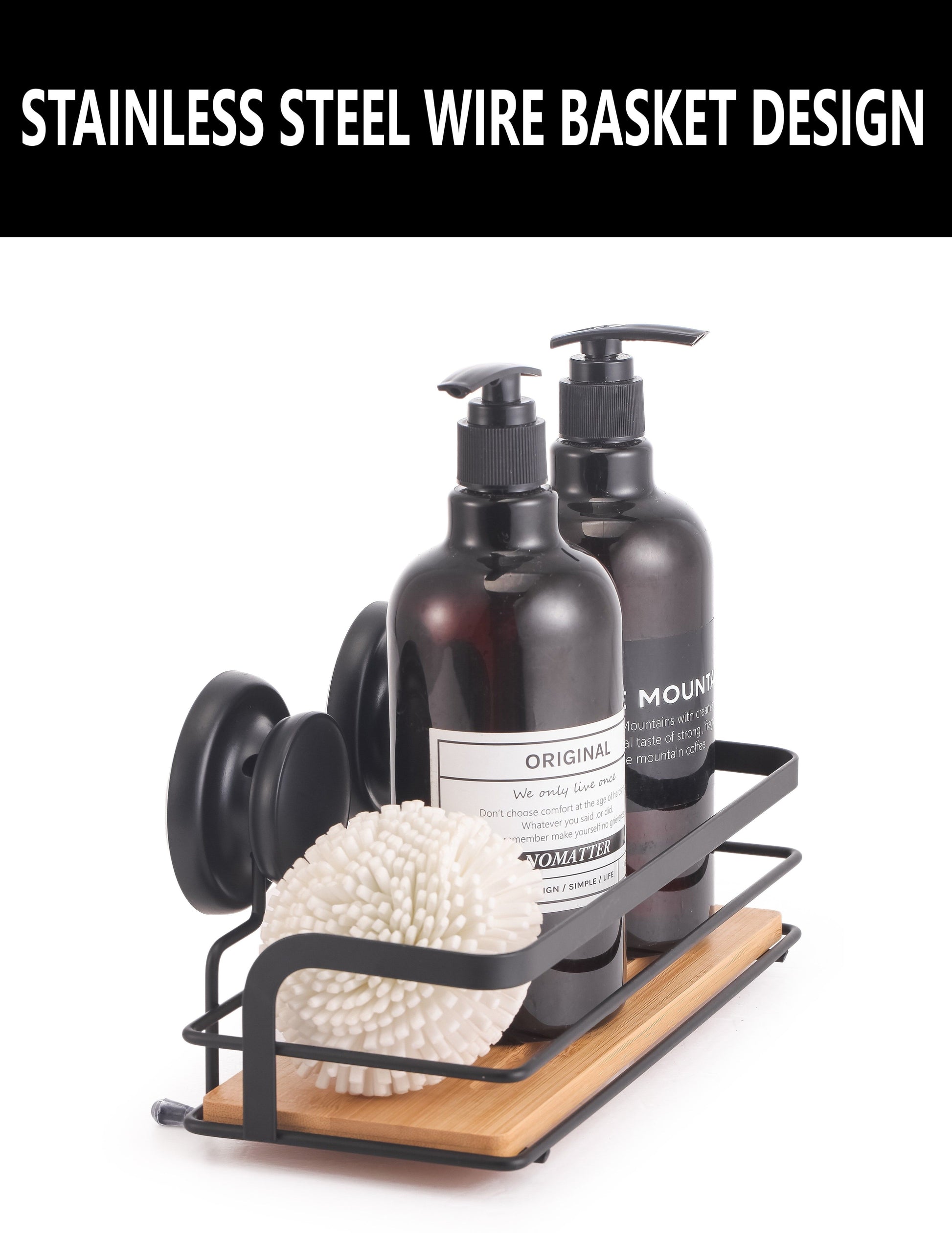 2 Pack Rectangular Bamboo Corner Shower Caddy Shelf Basket Rack with Premium Vacuum Suction Cup No-Drilling for Bathroom and Kitchen Tristar Online