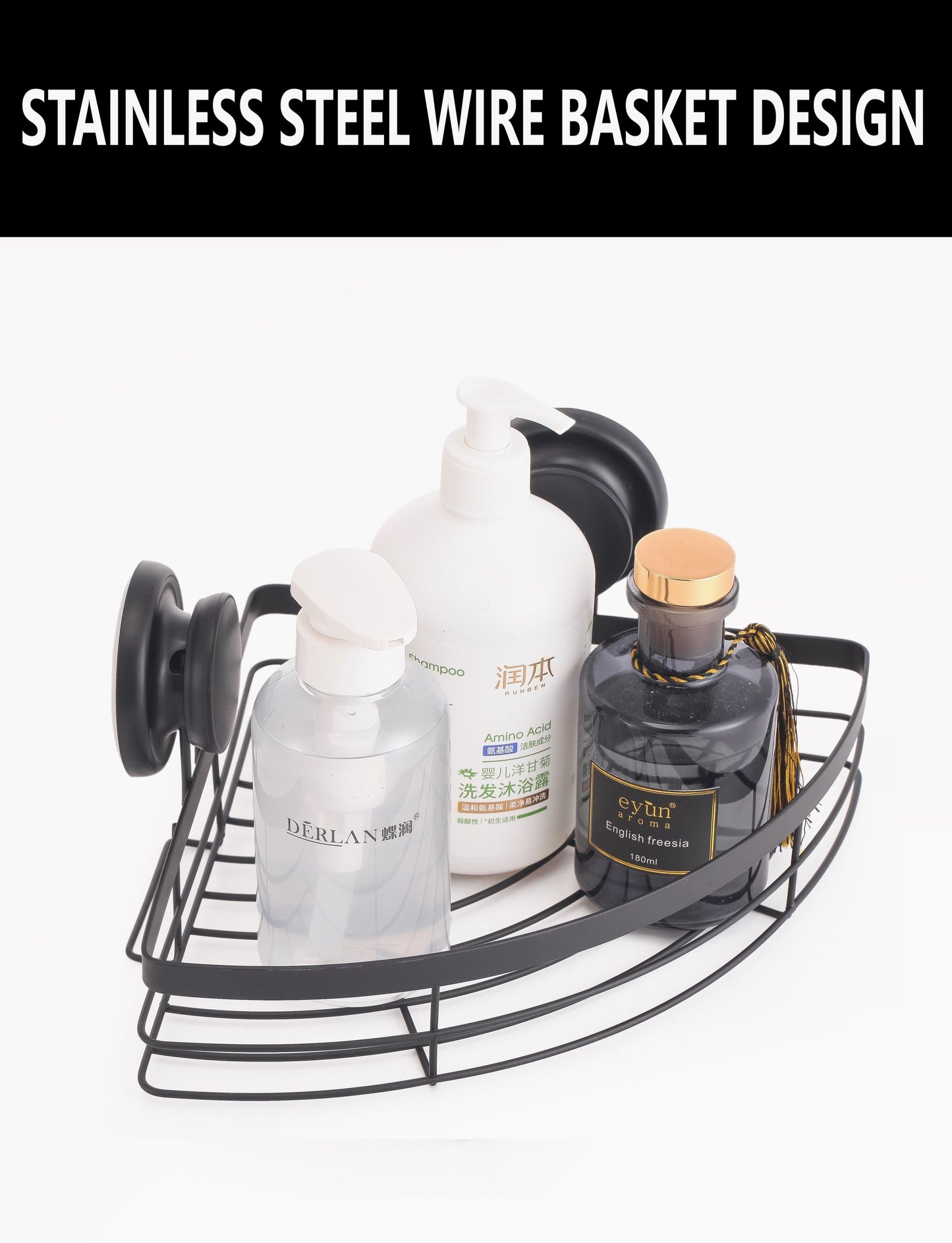 2 Pack Round Corner Shower Caddy Shelf Basket Rack with Premium Vacuum Suction Cup No-Drilling for Bathroom and Kitchen Tristar Online