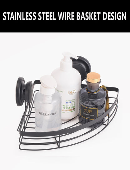 2 Pack Round Corner Shower Caddy Shelf Basket Rack with Premium Vacuum Suction Cup No-Drilling for Bathroom and Kitchen Tristar Online