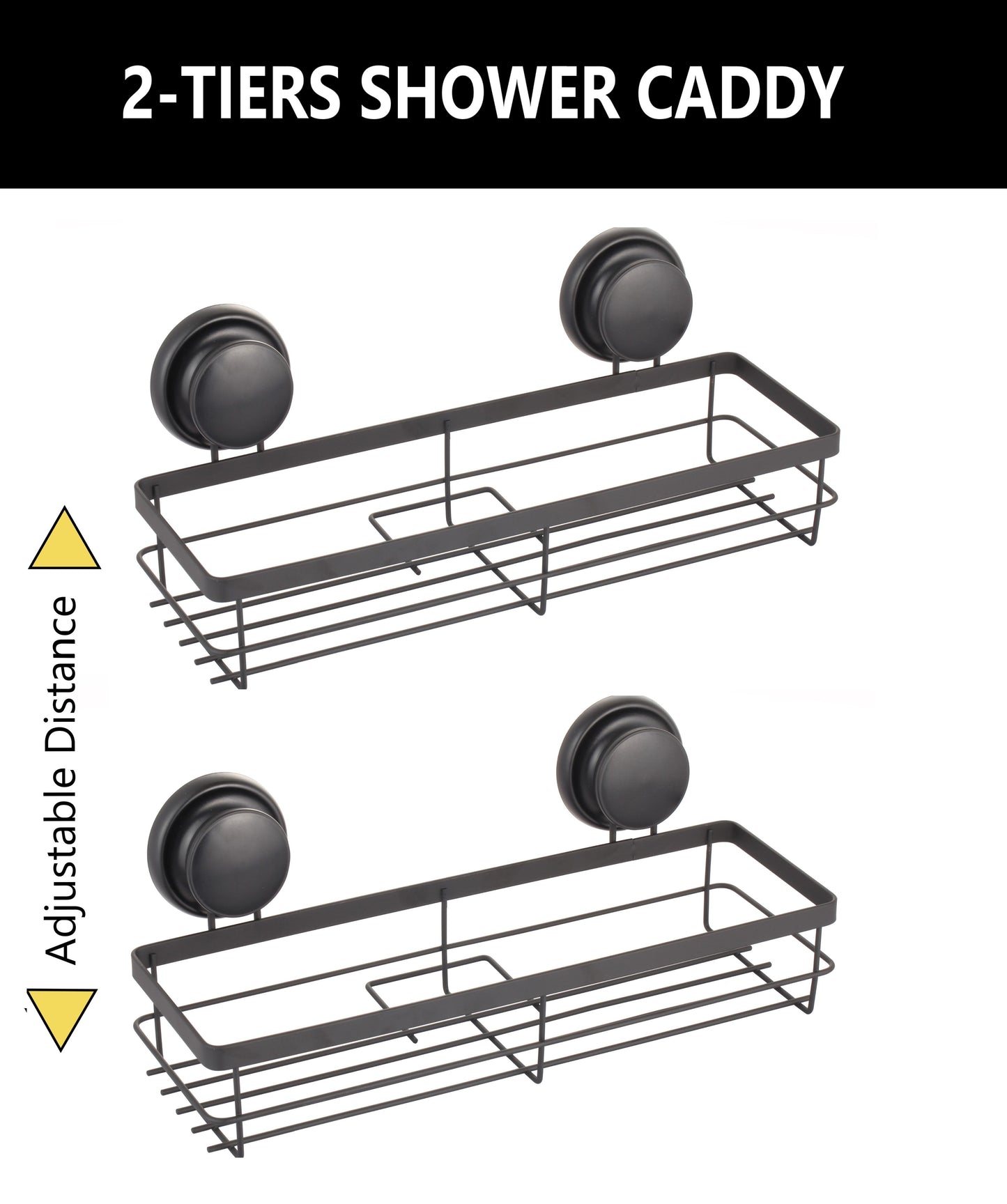 2 Pack Rectangular Corner Shower Caddy Shelf Basket Rack with Premium Vacuum Suction Cup No-Drilling for Bathroom and Kitchen Tristar Online