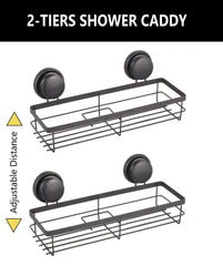 2 Pack Rectangular Corner Shower Caddy Shelf Basket Rack with Premium Vacuum Suction Cup No-Drilling for Bathroom and Kitchen Tristar Online