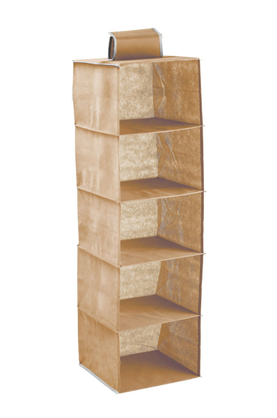 5 Tier Shelf Hanging Closet Organizer and Storage for Clothes (Beige) Tristar Online