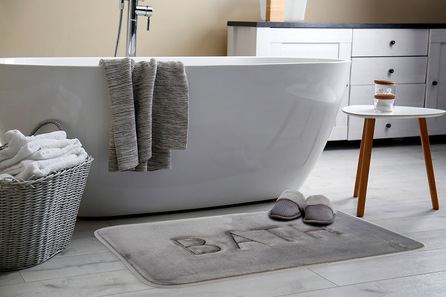 Extra Thick Memory Foam & Super Comfort Bath Rug Mat for Bathroom (60 x 40 cm, Grey) Tristar Online