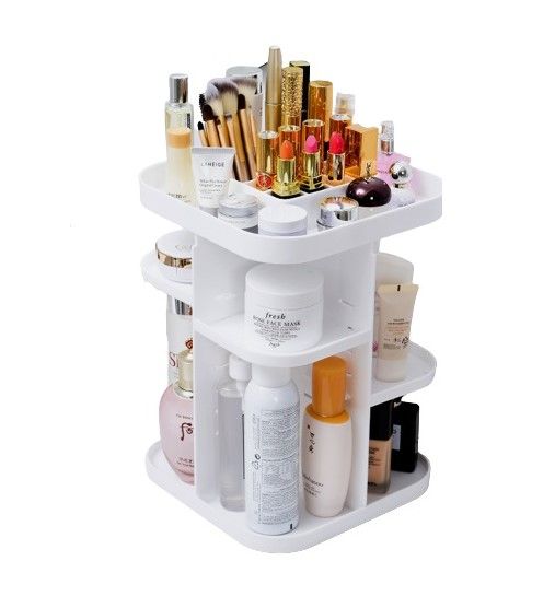 360 Rotating Large Capacity Makeup Organizer for Bedroom and Bathroom (White) Tristar Online