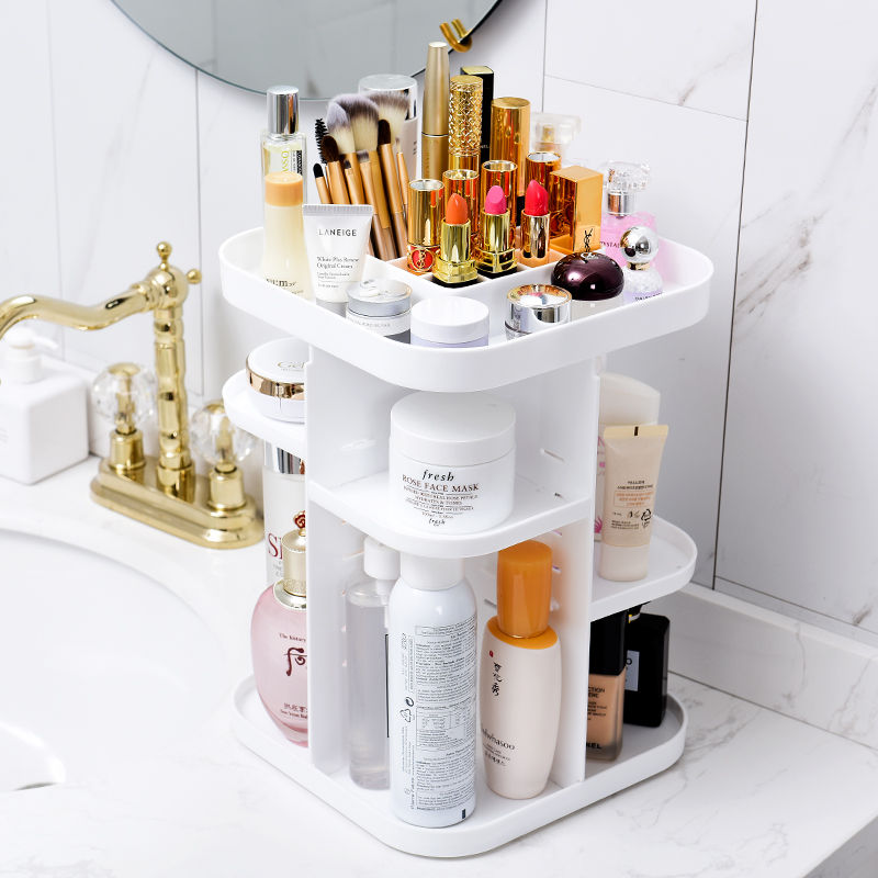 360 Rotating Large Capacity Makeup Organizer for Bedroom and Bathroom (White) Tristar Online