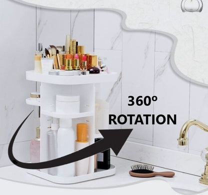 360 Rotating Large Capacity Makeup Organizer for Bedroom and Bathroom (White) Tristar Online