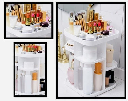 360 Rotating Large Capacity Makeup Organizer for Bedroom and Bathroom (White) Tristar Online
