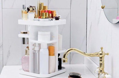360 Rotating Large Capacity Makeup Organizer for Bedroom and Bathroom (White) Tristar Online