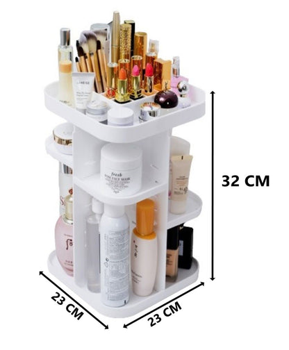 360 Rotating Large Capacity Makeup Organizer for Bedroom and Bathroom (White) Tristar Online