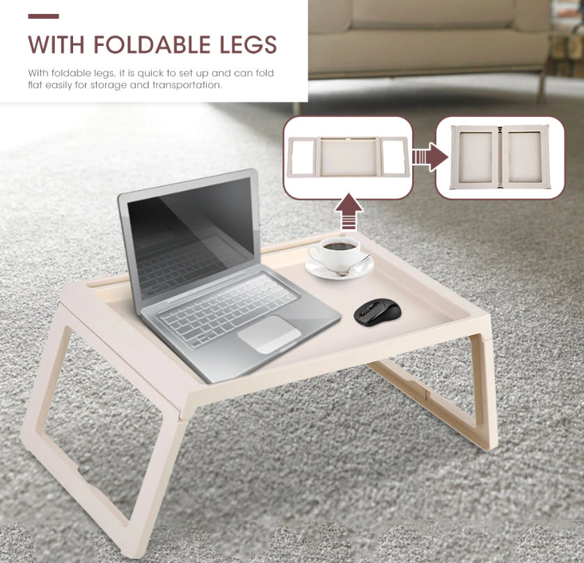 Multifunction Laptop Bed Desk with foldable legs for Home Office (White) Tristar Online