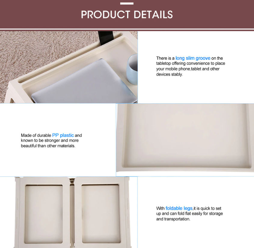 Multifunction Laptop Bed Desk with foldable legs for Home Office (White) Tristar Online