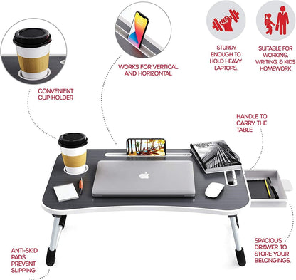 Laptop Bed Desk with Storage and foldable legs for Adults, Kids & Home Office Tristar Online