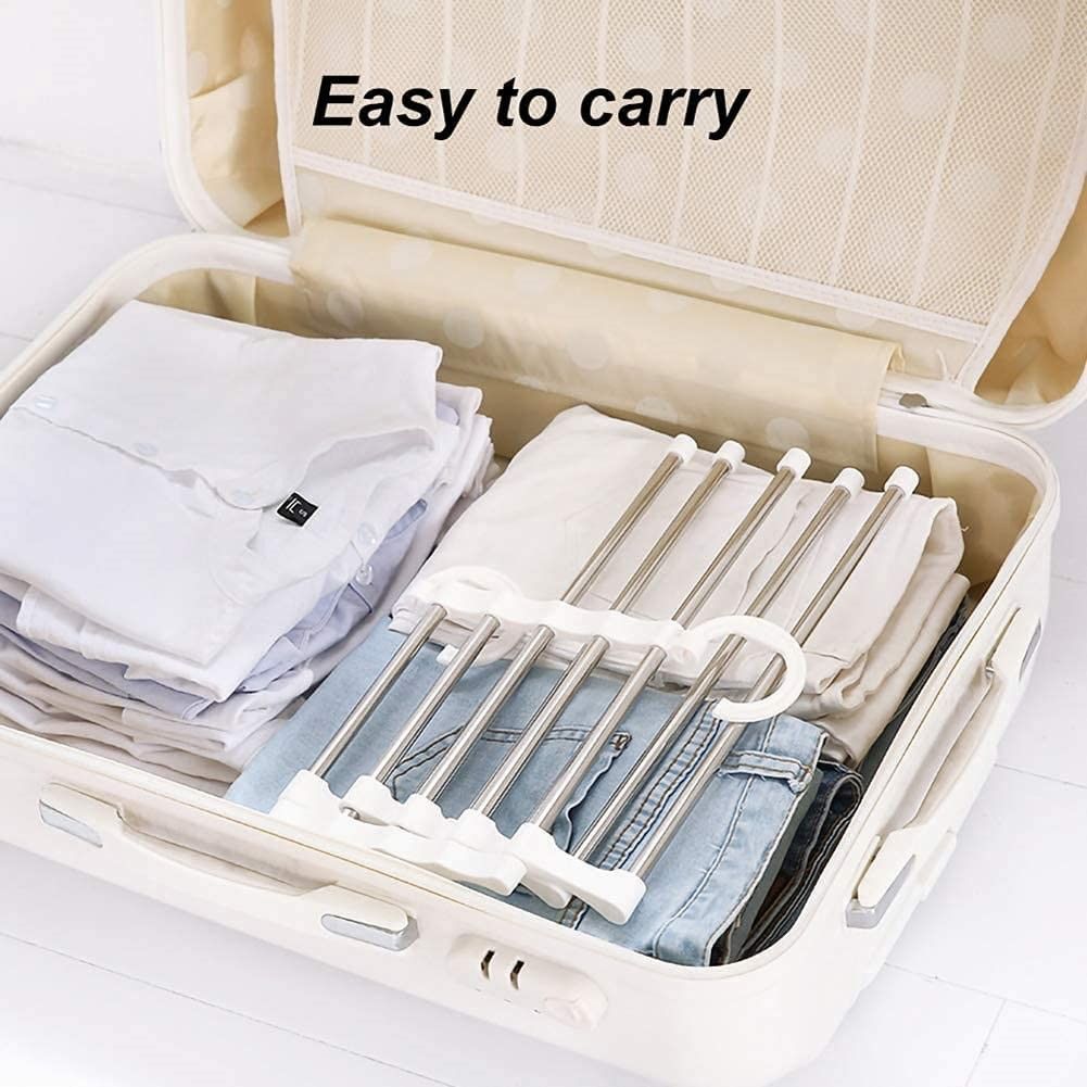 2 Pack Stainless Steel Adjustable 5 in 1 Pants Hangers Non-Slip Space Saving for Home Storage Tristar Online