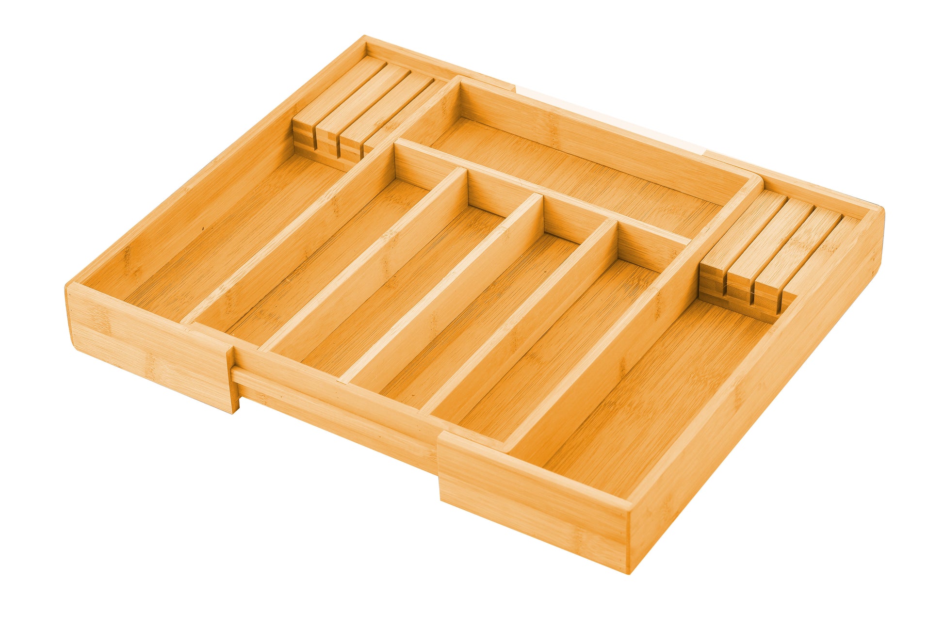 2 Pack Large Capacity Bamboo Expandable Drawer Organizer with Knife Block Holder for Home Kitchen Utensils Tristar Online