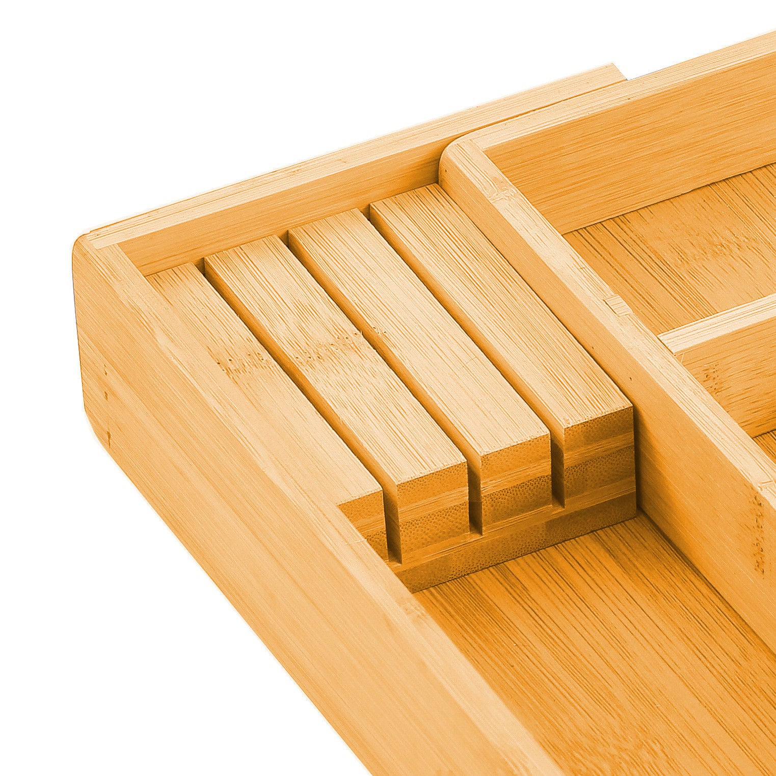 2 Pack Large Capacity Bamboo Expandable Drawer Organizer with Knife Block Holder for Home Kitchen Utensils Tristar Online
