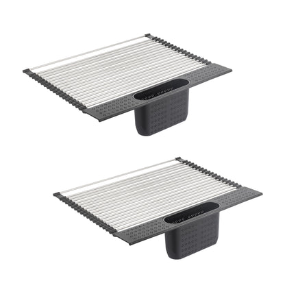 2 Pack Large Stainless Steel Roll Up Dish Drying Rack with Utensil Holder for Home Kitchen Tristar Online