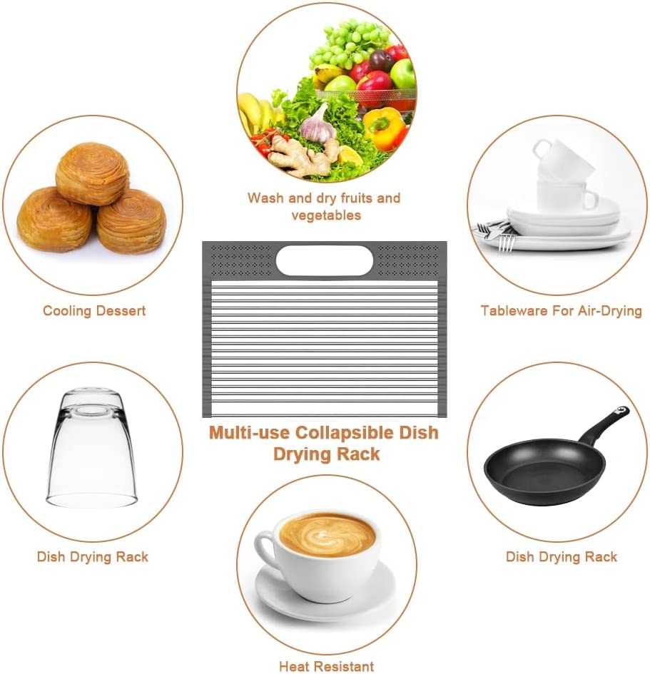 2 Pack Large Stainless Steel Roll Up Dish Drying Rack with Utensil Holder for Home Kitchen Tristar Online